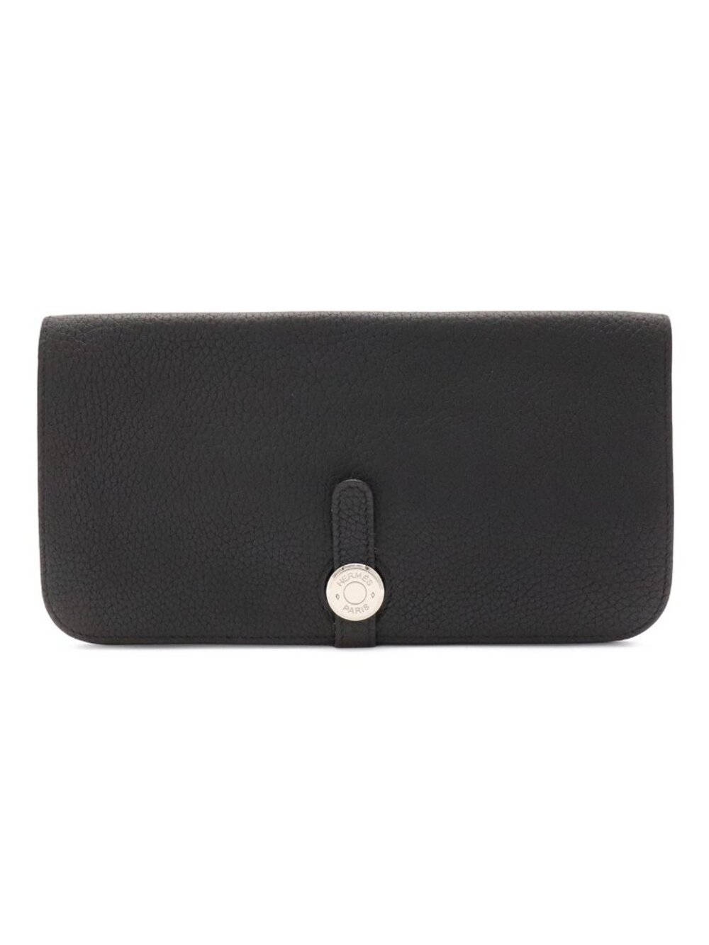 Hermes Dogon Recto Verso Long Wallet Bifold Togo Leather Black Silver